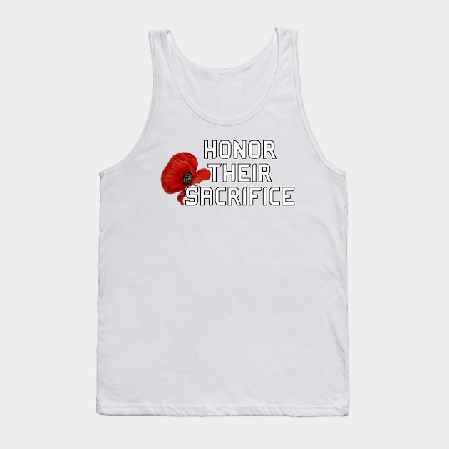 Honor Their Sacrifice Memorial with Red Poppy Flower Back Version (MD23Mrl006b) Tank Top by Maikell Designs